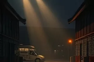 短剧月球快递员封面，宇航员抱着纸箱站在月面